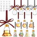 Kajaia 12 Pcs Christmas Booze Balls Xmas Fillable Tree Ornaments with Buffalo Plaid Ribbon Stickers Clear Plastic Ornaments Pendant for Holiday Party(Assort Style,50ml)