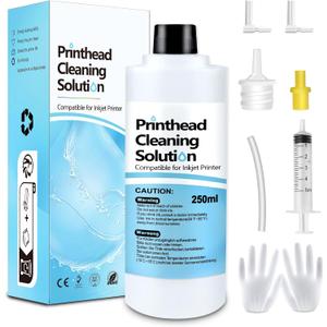 Printhead Cleaning Kit Inkjet Printer 250mL, Printer Cleaning Kit for Epson Ecotank, Print Head Cleaner Solution for HP Printhead, Print Head Cleaner for Canon G3070 G3020 Print Head Cleaner Solution