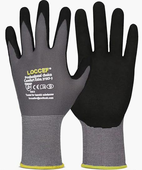 Work Gloves MicroFoam Nitrile Coated-5 Pairs,Seamless Knit Nylon Gloves,Gray Work gloves, XL