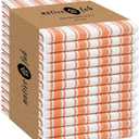 Native Fab Orange Kitchen Towels - 12 Pack - 16x26 inches - Basket Weave Stripe Towels with Hanging Loop, Absorbent Cotton Towel for Cleaning, Drying Dishes, Washable Dish Cloths Set- Orange