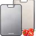 Titanium Cutting Board, Double Sided Cutting Boards for kitchen, Pure Titanium and Wheat Straw PP, Food-Grade, non Toxic - Easy to Clean