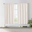 OWENIE Beige Curtains, 45 inch Length, 2 Panels Set for Bedroom, Rod Pocket, Light Filtering, 3D Embossed Textured Geometry Living Room Curtains, 38" x 45" Inch