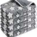 Reginary 4 Pcs Waterproof Guinea Pig Blankets Washable Small Animal Fleece Bedding Guinea Pig Cage Liners Reusable Training Pads Pet Pee Pad Sleep Mat for Hamster(Gray Star,24 x 16 Inch)