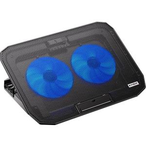 Ultra Slim Laptop Cooling Pad with 2 Quiet Big Fans, 5 Height Adjustable Ergonomic Stand, Portable Cooler for 10-15.6 Inch Laptops, Speed Control and 2 USB Ports (Blue)