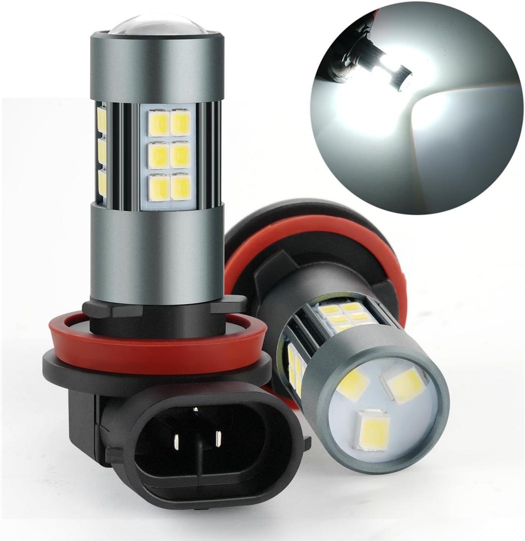 iFunyLED H11 LED Fog Bulbs, Super Bright H8 H16 LED Fog Lights 6500K Cool White, Plug and Play, Replacement Lights for Cars Trucks SUV, Pack of 2