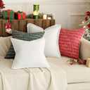 MIULEE Pack of 2 Decorative Linen Pillow Covers Boho Farmhouse Modern Soft Accent Throw Pillows Neutral Cushion Covers for Sofa Couch Bed Living Room Home Decor, 18x18 Inch Pure White