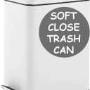 Homie Soft Close, Slim Trash Can 3.2 Gallon with Anti - Bag Slip Liner and Lid, Use as Mini Garbage Basket, Slim Dust Bin, or Decor in Bathroom, Restroom, Kitchen, or Bedroom (Shiny White)