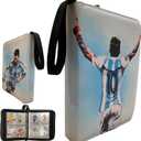 Soccer Card Binder 440 Pockets- Waterproof Trading Card Album with 55 Removable Sleeves Fit - 3 Rings with Zipper -Compatible with Topps Sports Cards Collection
