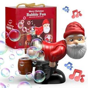 Bubble Blowing Santa, Automatic Bubble Blower Toy with Music & Flashing Lights, Funny Santa Bubble Maker for Indoor & Outdoor Fun for Kids (Santa Claus)