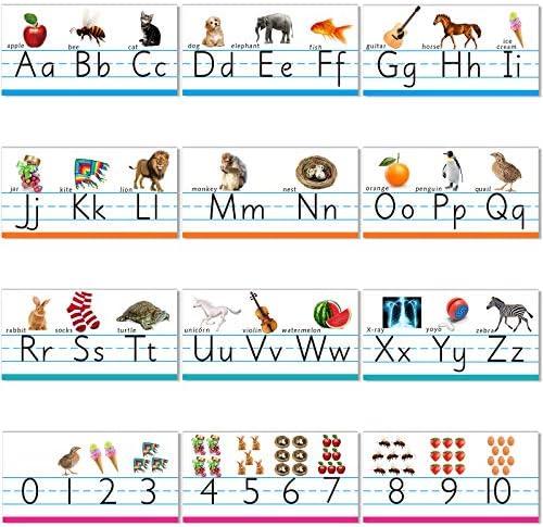 Zonon Alphabet & Number Bulletin Board Set  Manuscript ABC 0-10 Wall Decor, Pre-K/Kindergarten Classroom Decor, Back to School Learning Posters for Kids Playroom Nursery