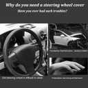 AUTOXBERT Car Steering Wheel Cover Suede Leather - Universal Size 38cm/15inch, Comfortable, Anti-Slip, DIY Hand Sewing Car Steering Wheel Protector with Needle Thread, Black