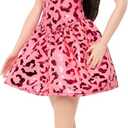 Barbie Fashionistas Doll #246 with Black Hair, Pink Leopard Print Strapless Dress with Accessories Like Tie Necklace and Boots