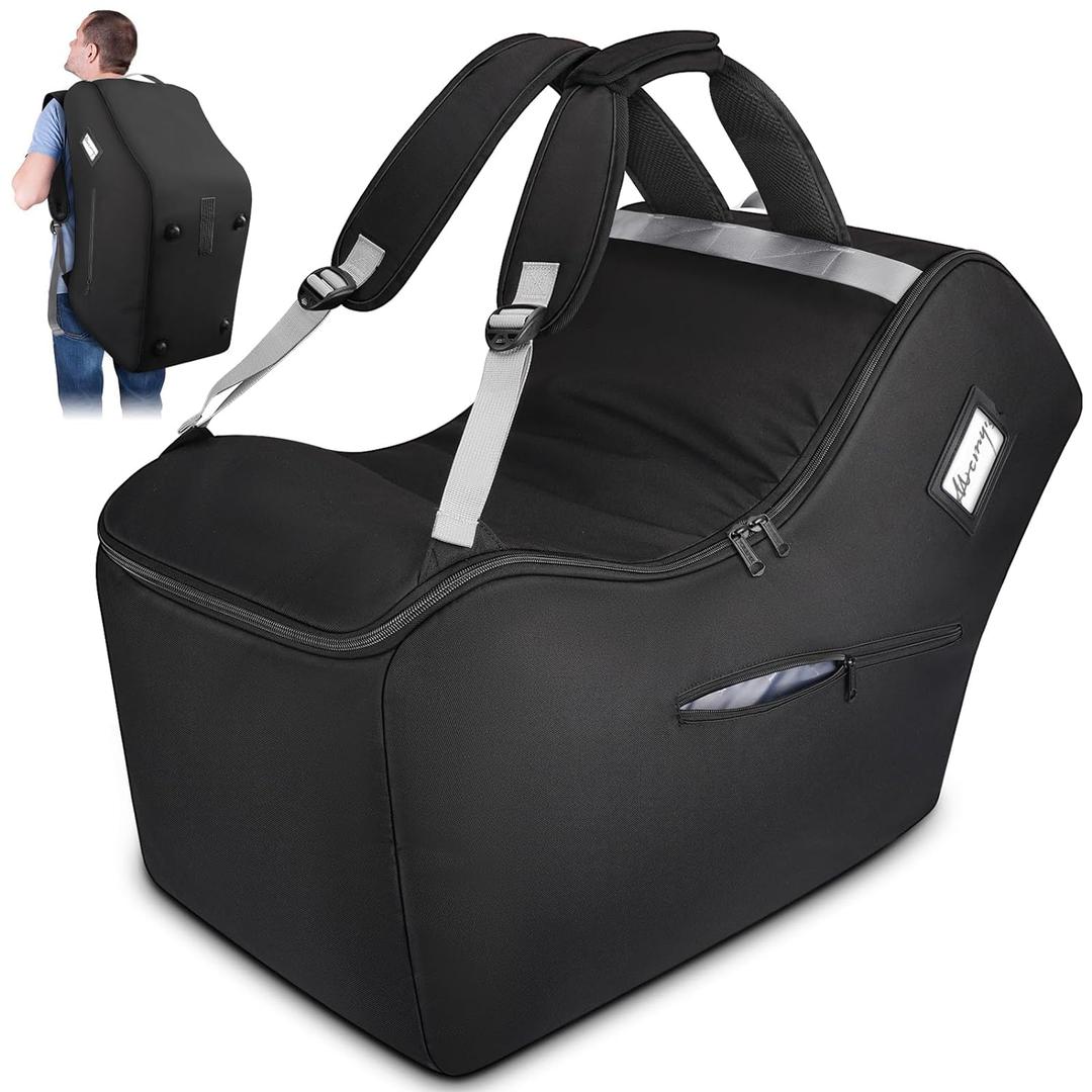 YOREPEK Padded Car Seat Travel Bag Backpack Compatible with All Nuna Pipa Car Seat and Base, Infant Car Seat Bags for Air Travel with Shoulder Straps, Carseat Cover with Side Pocket, Protective Feet (Black)