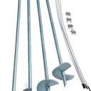 ShelterLogic ShelterAuger 4-Piece 30-Inch Reusable Heavy Duty Steel Earth Auger Anchor Kit with 4 Clamp-on Wire Tie-Downs for Anchoring Shelters, Canopies, and Instant Garages, Silver