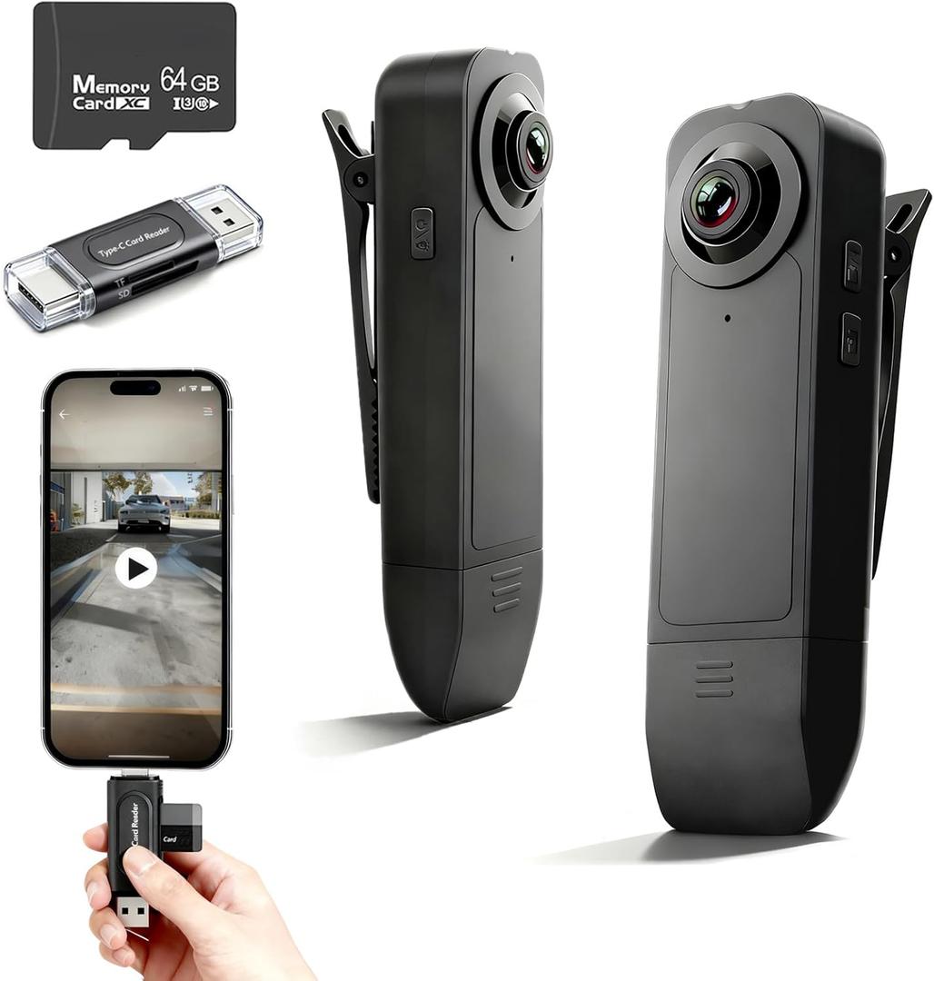 Heart Link Body Camera with Audio and Video Recording - 1080P HD Wearable Mini Camera, 64GB Night Vision Portable Body Cam for Police, Guard - Personal Protection & Sports Recording