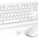 Wireless Keyboard and Mouse, Trueque Silent 2.4GHz Cordless Full Size USB Mouse Combo, Long Battery Life, Lag-Free for Computer, Laptop, PC, Windows, Mac, Chrome OS (White)