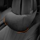 1P Car Neck Pillow for headrests,Support Drive Seats Head Cushion Pillows,Skin-Friendly Suede Fabric,Plant-Based Polyester,11.8x6inch Drive Vehicle Cushion Seats(Black Color)