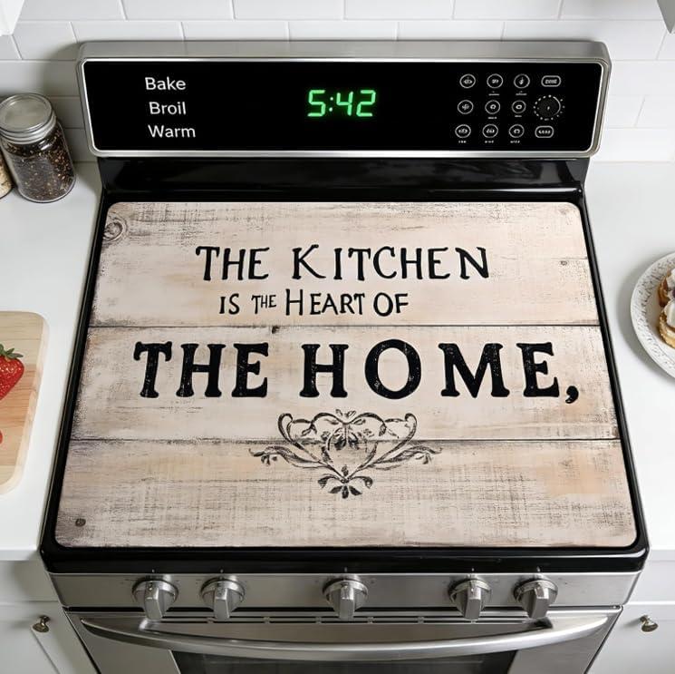Stove Top Cover for Electric Stoves: All-in-One Heat-Resistant Protector Mat, Non-Slip Kitchen Counter Mat 28''x20''