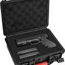Gun Case TSA Approved Pistol Case Hard Shell Waterproof with DIY Customizable Pre-cut Foam Insert - Travel Gun Case for Gun Case 9mm (1 Pistol Case & 6 Magazine)