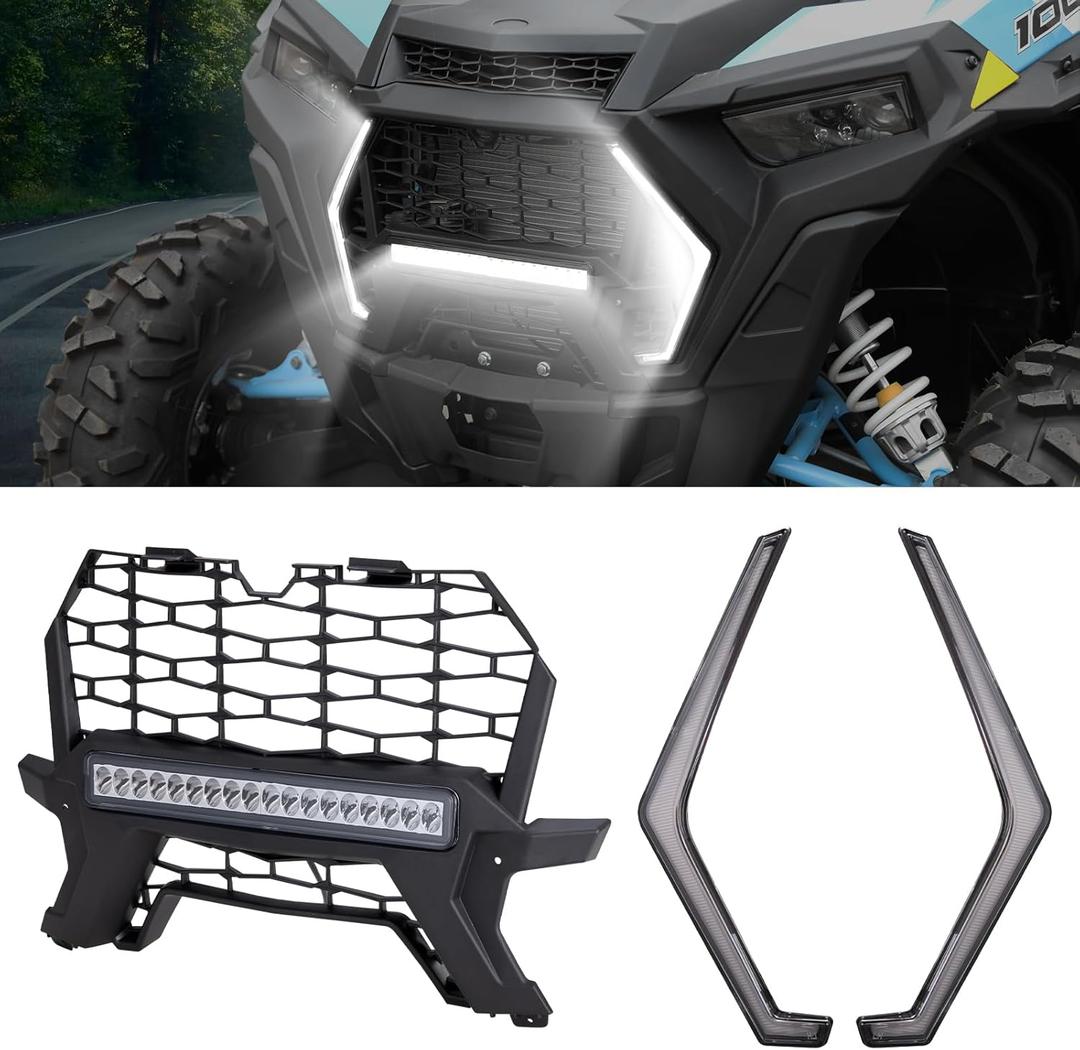 A & UTV PRO Front Grill Light & Fang Light for Polaris RZR XP 1000/XP4 1000/XP Turbo/XP4 Turbo 2019-2023, LED Turn Signal Signature Accent Light Accessories, Replace OEM # 5455433-070, 2884053,2884871