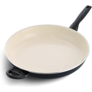 GreenPan Rio Healthy Ceramic Nonstick 13.5" Frying Pan Skillet, PFAS-Free, Dishwasher Safe, Black