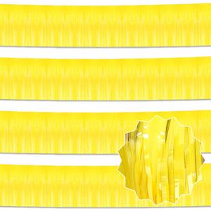 4 Pack 10 Ft Macaron Yellow Foil Fringe Garland Metallic Streamers Tinsel Banner Wall Hanging Garland Backdrop for Parade Floats, Halloween, Christmas, Thanksgiving, New Year Party Decorations