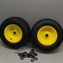 GICOOL 16x6.50-8 Tubeless Tire and Wheel, 16x6.5-8 Lawn Mower Tires, 3"-4.5" Offset Hub, 3/4" or 5/8" Bearing, Universal Fit Riding Mower and Garden Tractor Front Wheel, 4 Ply, S-Turf Pattern, 2 Pack