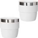 4 oz Small Espresso Cup, Ceramic-Lined 18/8 Stainless Steel, Double-Wall Vacuum Insulated, Stackable, Dishwasher Safe, Fits Most Espresso Machines, for Espresso Shots (White, 2 Pack)