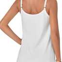 Vrtige Women's Spaghetti Strap Tank Tops Lace Trim V Neck Eyelet Embroidery Sleeveless Cami Top (M)