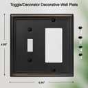 OKAWYC Toggle/Decorator Light Switch Cover Luca Metal Wall Plate, 2-Pack Aged Bronze 2 Gang, for Receptacle Dimmer Switch GFCI Outlet, Switch Cover Decorative Wallplate, Durable