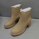 Womens Platform Chelsea Ankle Boots Lug Sole Chunky Block Heel Slip On Accordion High Top Western Booties, Size 8.5
