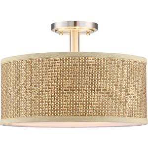 Linen Fabric Semi Flush Mount Ceiling Light PS Diffuser,Chandeliers Shade for Bar, Dining Room, Corridor,Living Room Hallway (Brushed Nickel Finish, 12 Inch)