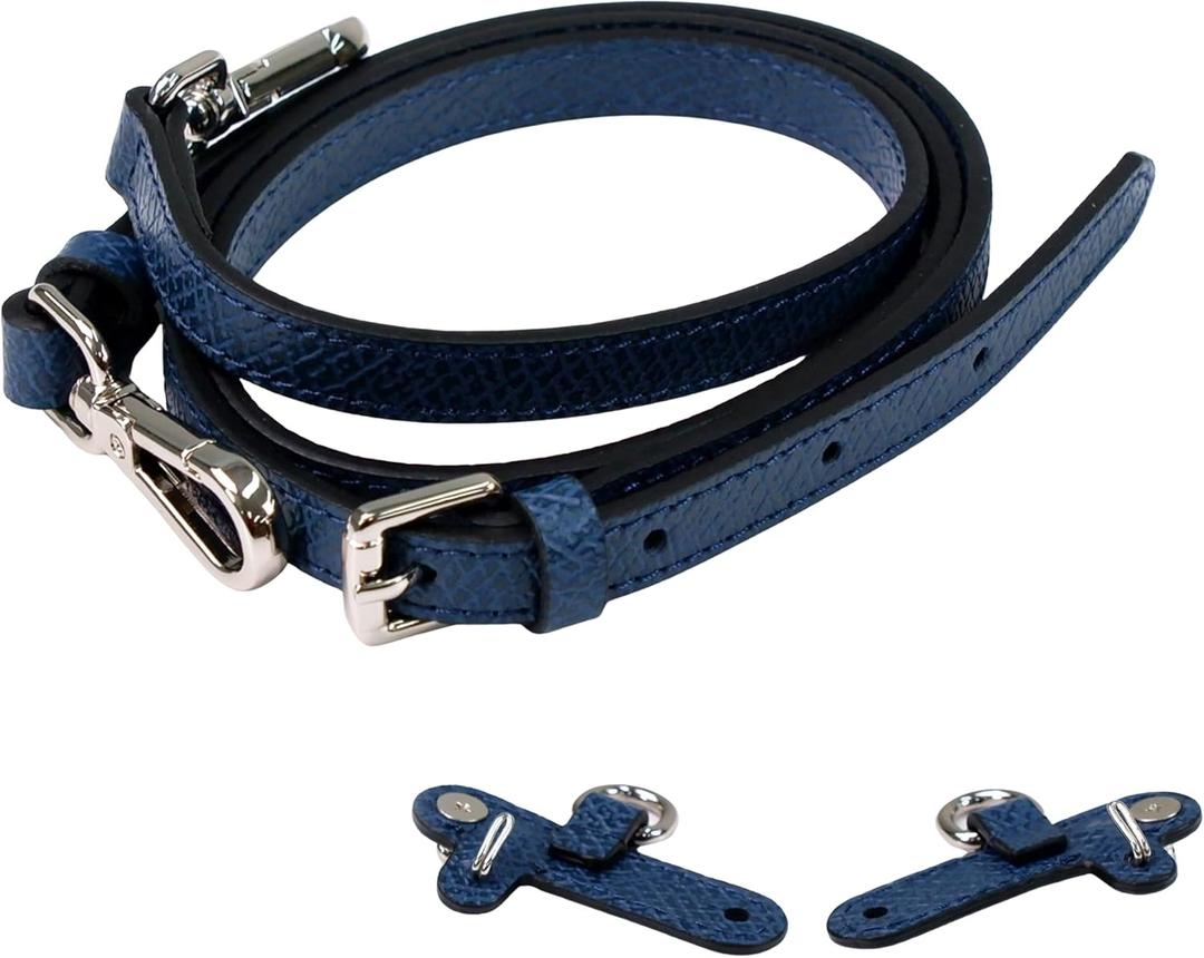 DOSIBAG Leather Replacement Straps for Le Pliage Mini Pouch Bags, Adjustable Crossbody & Shoulder Handbag Straps for Women (Dark Blue)