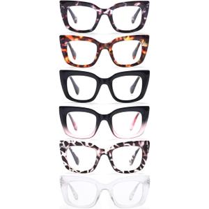 Reading Glasses for Women, 6 Pack Fashion Cat Eye Blue Light Blocking Computer Readers Anti Glare UV Eyeglasses