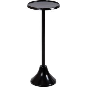 Kate and Laurel Sanzo Modern Pedestal Drink Table, 9 x 9 x 23, White, Decorative Indoor or Outdoor Patio Furniture for Deck with Hammered Tabletop for Use as Small Plant Stand, Black - Indoor/Outdoor