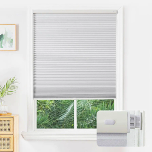 Joydeco No Tools No Drill Window Blinds for Indoor Windows, Blackout Shades Cellular Shades Cordless, No Drill Blinds for Windows, Window Shades for Home, Bedrooms, Doors (Custom)
