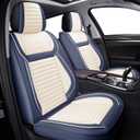 LINGVIDO Universal Car Seat Cover, Breathable and Waterproof Faux Leather Automotive Seat Covers for Cars SUV Sedan (Full seat, White & Blue)