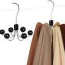 TOPIA HANGER Hoodie Hangers 2-Pack with 6 Wood Balls, 360Swivel Purse Hanger, Scarf Hanger, Closet Hooks, Handbag Organizer, Bra Hanger, Accessory Organizers for Scarf, Tanktop, Hat, Hoodie CT43B (Black)