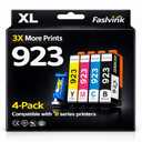 923 Ink Cartridges for HP Printers Compatible with HP 923 Ink Works with HP OfficeJet Pro 8130e 8125e 8120e 8135e 8138e 8139e Printers, 923 Ink Without Chip 4-Pack (Black Cyan Magenta Yellow)