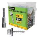 300 Pcs, #10 x 1 Inch Hex Head Metal Roofing Screws, Zinc Plated Sharp Point Sheet Metal Roof Screw with Rubber Washer, Self Tapping Metal to Wood Siding Screws, Hex Socket Included (Galvanized)