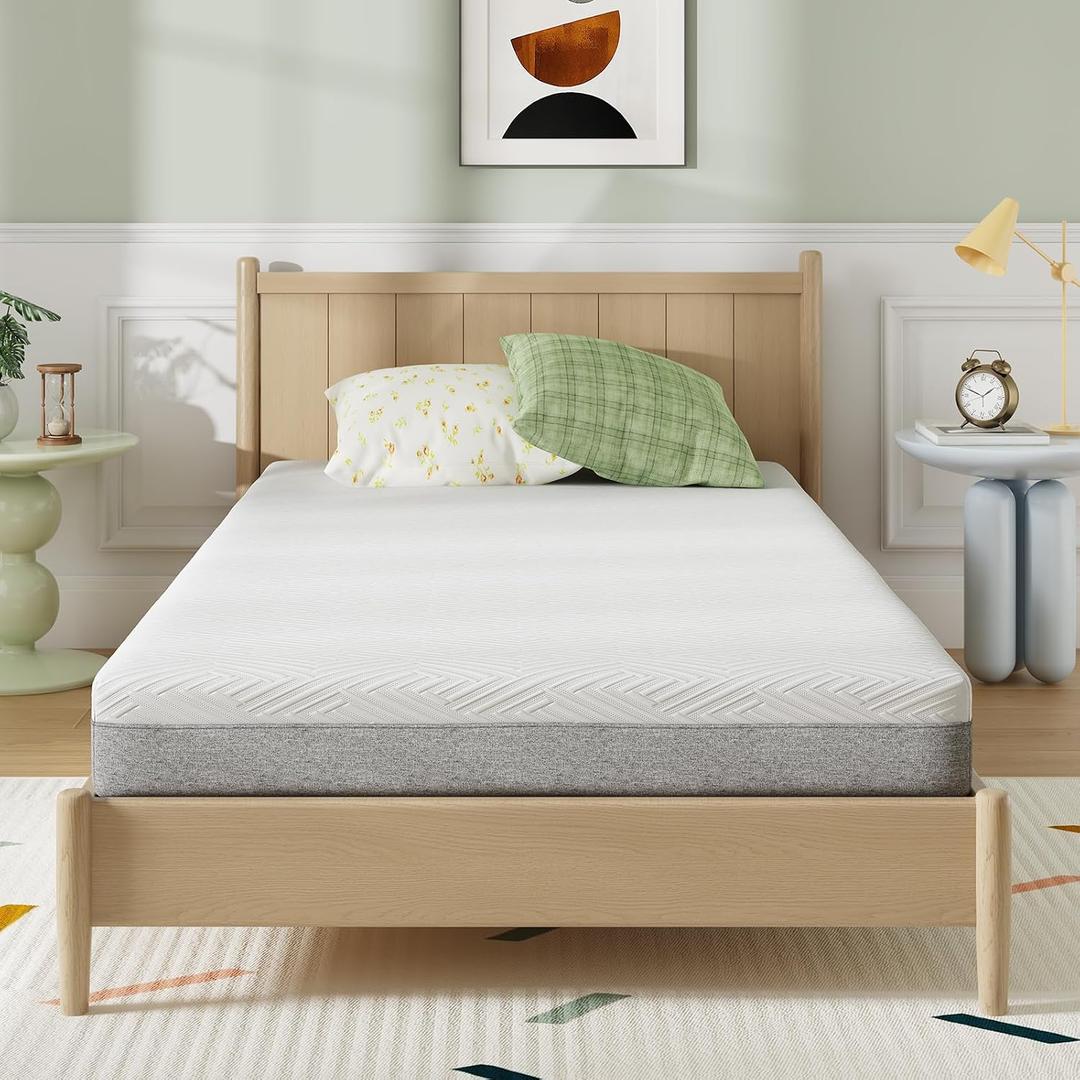 Novilla Mattress Queen Size, 8 Inch Queen Memory Foam Mattress for Pressure Relief & Reliable Support & Cooling Night Sleep, CertiPUR-US Certified Mattresses in a Box, White & Grey