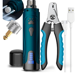 Dog Nail Trimmers and Dog Nail Clippers Kit, Whisper Quiet Electric Grinder with Light, Rechargeable, for Small, Medium, Large Dogs, Cats Toenail & Claw Grooming, 3 Speeds
