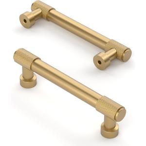 Asidrama 10 Pack 3.75 Inch(96mm) Champagne Bronze Cabinet Pulls Knurled Cabinet Handles Cupboard Handles Gold Kitchen Cabinet Hardware for Cupboard Drawer Pulls