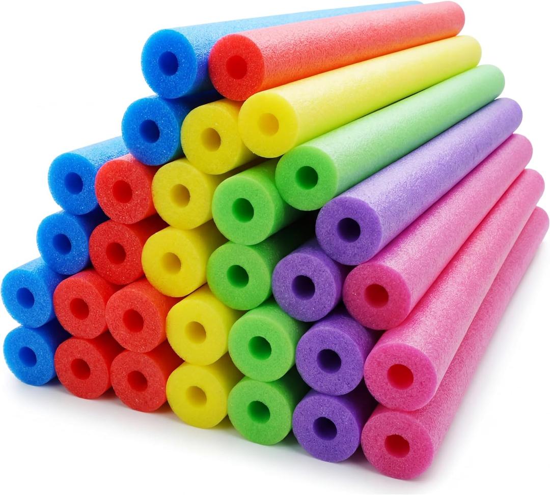 Hollowfly 12 Pcs Pool Noodles Bulk Foam Swimming Noodles Small Hollow Bright Foam Tube Pool Sticks for Craft Projects Adults Swimming Floating (40 x 1.6,Multi Colors)