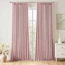 MIULEE Pink Pinch Pleated 100% Blackout Linen Curtains for Bedroom, Room Darkening Memory Trained Light Blocking Window Curtains 90 inches Long for Living Room, Black Out Pleat Drapes, 2 Panels