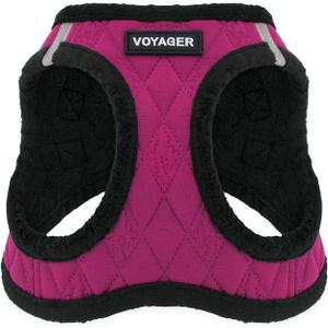 Best Pet Supplies - All Weather Mesh/Plush, Reflective, No Pull Harness for Small, Medium Dogs, Cats - Secure with Hook & Loop Fastener, Buckle, Double D-Rings - Red Rose Plush, XL (XL (Chest: 20.5 - 23"))