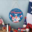 2 x LHIUEM Happy Memorial Day Door Sign 11.4x11.4“ Red Blue White America Patriotic Hanging Plaque Rustic America Independence Day Wooden Sign for Porch Home Outdoor Indoor Decoration