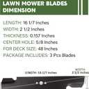 Air-Lift Blade Set 48 inch Deck for Ariens Gravely 00273000 Exmark 103-6738-S for Toro Ferris Snapper 103-2527 103-6583 04919100 038-3000-00 03239 1520843 539100340 3 Pack