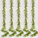 Dolicer 5 Packs Eucalyptus Garland with LED Lights String, 30Ft Faux Eucalyptus Greenery Garland, Artificial Hanging Green Eucalyptus Leaves Vine Wedding Backdrop Arch Wall Table Decor (Grey Green)