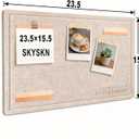 Bulletin Board, 23.5 x 15.5 inches Felt Board Decorative Pin Board, Cork Board Alternative for Wall, Foldable Self-Adhesive Vision Board Mood Board with 20 Pushpins - Oatmeal